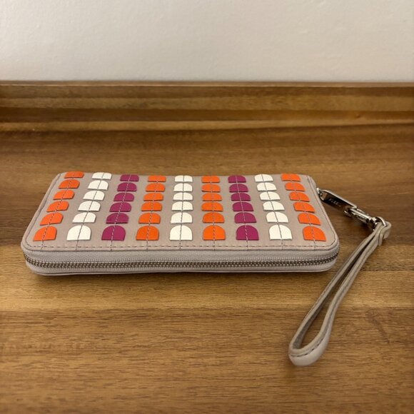 Fossil Marlow Gray Orange Purple White Patchwork Zip Around Clutch Wallet - Picture 4 of 8